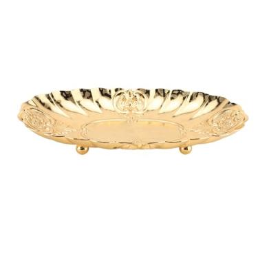 Imagem de Bandeja de Prato de Frutas Pequena Oval de Metal à Prova de Ferrugem, Prato de Exibição de Comida de Lanche Resistente, Decorativo e Prático, Com Boa Textura, Bandeja de Servir