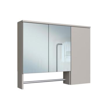 Imagem de Armário de Banheiro com Espelho Cecília 3 PT Mel e Arenas