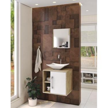 Imagem de Gabinete P/Banheiro C/cuba L38 e Espelheira Soft 50cm - Compace, Carva