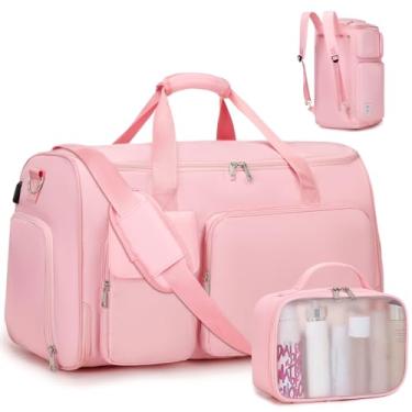 Imagem de ACESAK Bolsas de vestuário para viagem, 2 em 1 conversível bolsa de mão bolsas de terno mochilas dobráveis com compartimento para sapatos e bolsa de higiene pessoal, bolsas penduradas para roupas