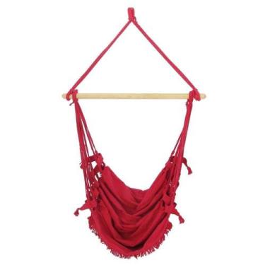 Imagem de Cadeira Rede Balanço Sentar Dormir Teto Vermelha - Brianoredes, Algodã