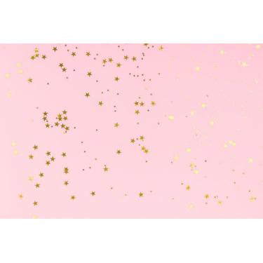 Imagem de Painel de Lona Chuva de Estrelas Douradas Caindo Fundo Rosa - Fabrika 
