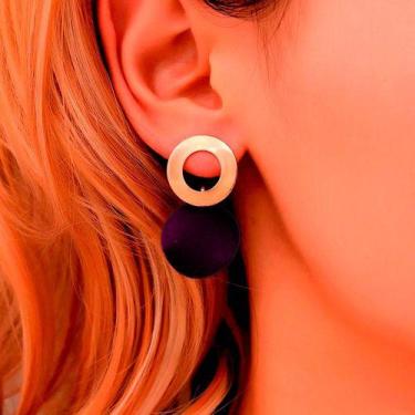 Imagem de Brinco Festa Feminino Delicado Dangle Feminino Roxo Vazado - anjo da m