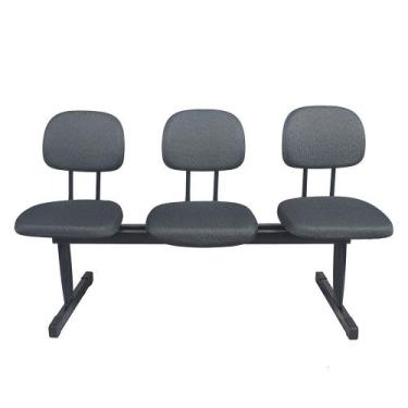 Imagem de Cadeira longarina secretaria reta 3 lugares cinza - PopMov