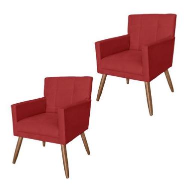Imagem de Jogo 2 Poltronas Estofadas Para Quarto Closet Onix Suede Vermelho - LM