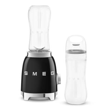 Imagem de SMEG Liquidificador pessoal retrô com 2 frascos PBF01BLUS, preto