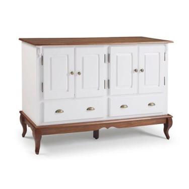 Imagem de Balcão Buffet 4 Portas 2 Gavetas Hannover 60815 Linz Móveis, Branco/Im