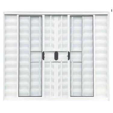 Imagem de Veneziana 6 Folhas 100x200 C/Grade Branca  - Jr esquadrias preço justo