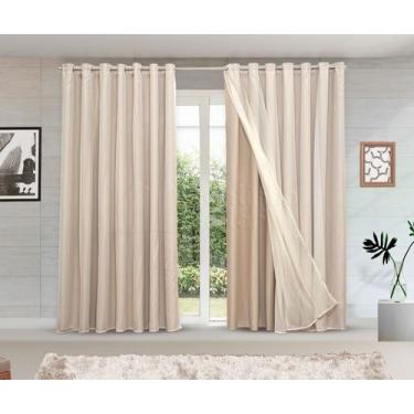 Imagem de Cortina Tecido Blecaute Com Voal - 6 Metros Bege - Cantinho de Lar