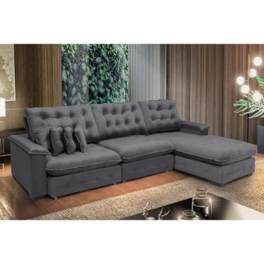 Imagem de Sofá Berlin 3.85x2.10m com Chaise Super Pillow Top  - Sofisticato, chu