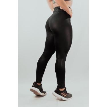 Imagem de Legging Leg Cirre Fitness Liso Tipo Couro Cintura Alta Feminino Confor