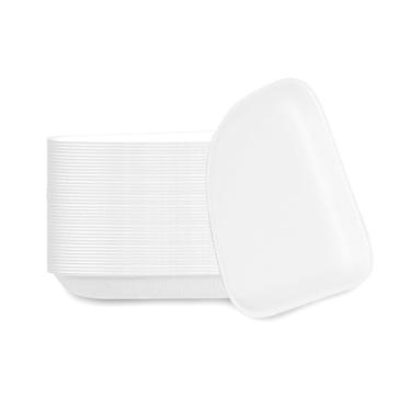 Imagem de Restaurantware - Pratos de sobremesa redondos seguros para polpa, 13 x 13 cm, 100 pratos de jantar sem PFAS adicionados - Compostável em casa, resistente, pratos modulares de bagaço branco,