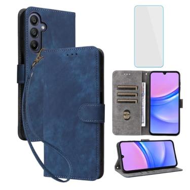 Imagem de IUQXU Capa carteira para celular Samsung Galaxy A16 5G/4G com protetor de tela [bloqueio RFID] couro flip porta-cartões mulheres homens capa para celular para Samsung A 16 5 G SM-A166 Galaxy 16A 4G
