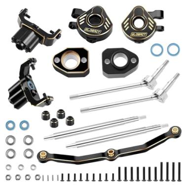 Imagem de GLOBACT Brass Axle Steering Link Steering Blocks Knuckle Caster Blocks C-Hubs One Side Widened 10mm for TRX4M 1/18 RC Crawler Widening Upgrade Parts (7 Piece Set)