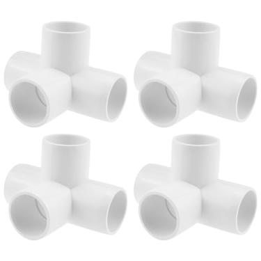 Imagem de SDTC Tech 1/2" 4 Way PVC conector de cotovelo para móveis de grau grau de mobiliário para DIY PVC Prateleira Suporte Estrutura de armazenamento Estrutura de Suporte de Jardim, Branco - Pacote com 4