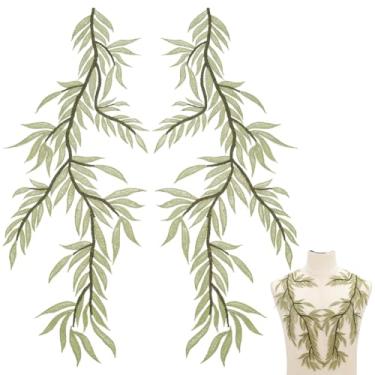 Imagem de WEBEEDY 2 pares de apliques de folhas costurados em apliques bordados de renda, apliques de videira da floresta, enfeites de decoração para suprimentos de roupas, projetos de artesanato de fantasia