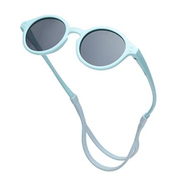 Imagem de Pro Acme Lindos óculos de sol redondos polarizados para bebês com alça TPEE, borracha flexível para bebês recém-nascidos de 0 a 36 meses, A*Armação azul | Lente cinza, Ages 0-36 Months