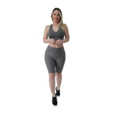 Imagem de Short Meia Coxa em Poliamida Spandex PINA - PINA Fitnesswear, P, Cinza