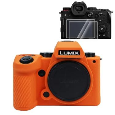 Imagem de Rieibi Capa de silicone para câmera Panasonic Lumix DC-S5II /Panasonic Lumix DC-S5IIX com 2 películas protetoras, capa leve para câmera Panasonic Lumix S5 II X/Panasonic Lumix S5 II, Laranja, Capa