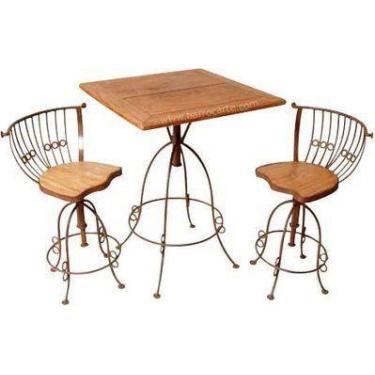 Imagem de Jogo Mesa com 2 Banquetas Reguláveis em Madeira e Ferro - Cód 427 - Ba