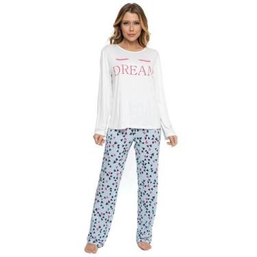 Imagem de Pijama Feminino Pellin 002 Dream Corações, M, Branco, Azul