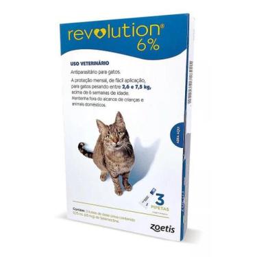 Imagem de Antipulgas Revolution Gatos 2,5 A 7,5 Kg 45mg - 3 Pipetas - Zoetis