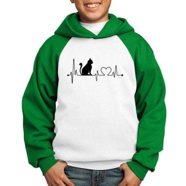 Imagem de Moletom Infantil Gato Batimentos Cardíacos - Foca na Moda, Branco, Ver
