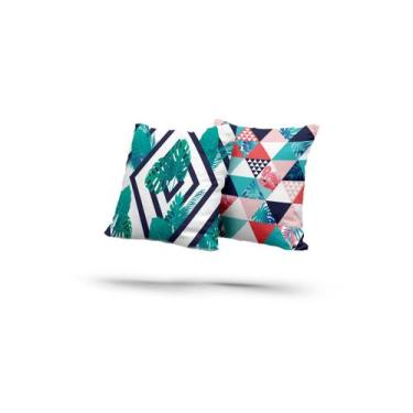Imagem de Kit 2 Almofadas Com Enchimento Tropical Geométrico Verde - Fabrika De 