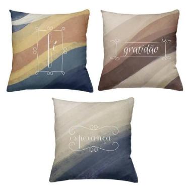 Imagem de Kit 3 Almofadas Decorativas Cheias 40 x 40 Gratidão Orange - Deluzz