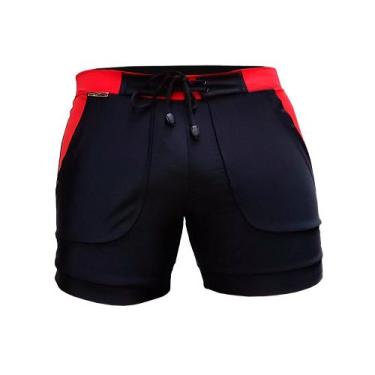 Imagem de Bermuda & Sunga Boxer Grigo Collection Preta e Vermelha, 50, Preto