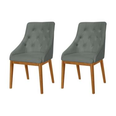 Imagem de Kit 2 Cadeiras de Jantar Luxo Estofada Elisa Anatômica Capitonê Veludo
