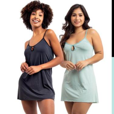 Imagem de Kit 2 Camisolas Curta de Dormir Pijama Feminino sem Bojo - Viére, G, V