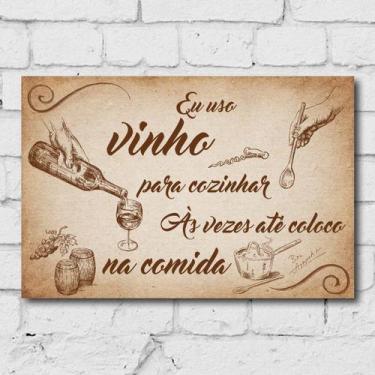 Imagem de Placa Decorativa com Frase Vinho 30x40cm - Quartinhos