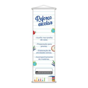 Imagem de Banner Reforço Escolar Ensino Telefone Contato Lona 100x30cm - PlimSho