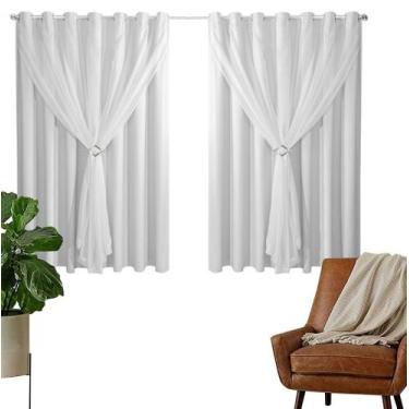 Imagem de Cortina Corta Luz 2,00m X 1,30m Com Voil Branco Para Sala Ou Quarto - 