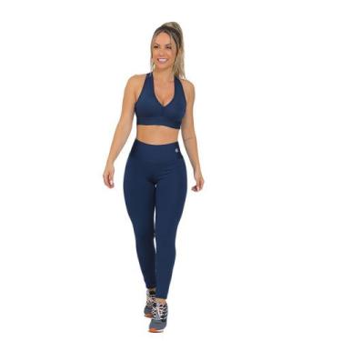 Imagem de Conjunto Feminino Fitness Confort Azul Escuro - Manalinda, P, Azul esc