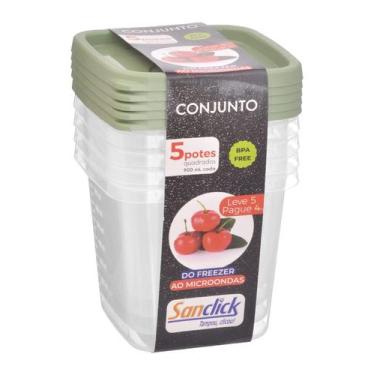 Imagem de Conjunto Leve 5 Pague 4 Potes Quadrados Graduados 900 ml - Plásticos S