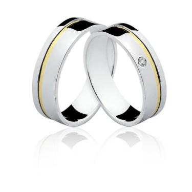 Imagem de Aliança de Prata 925 com Filete de Ouro AL02 - Natália Jóias, Prata