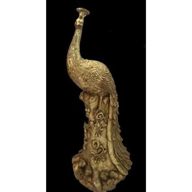 Imagem de Escultura Decorativa Pavão Entalhes Folhado a Ouro Formosa - LUXdécor 