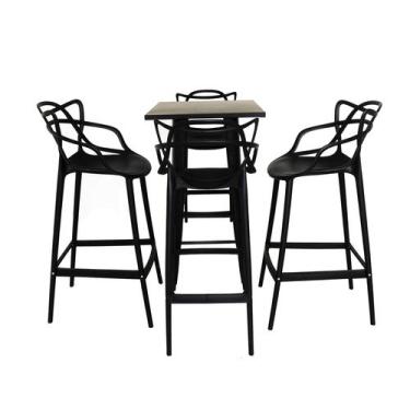Imagem de Kit Mesa Tolix Bistrô Bar Com 4 Banquetas Allegra Altas Preto - Univer