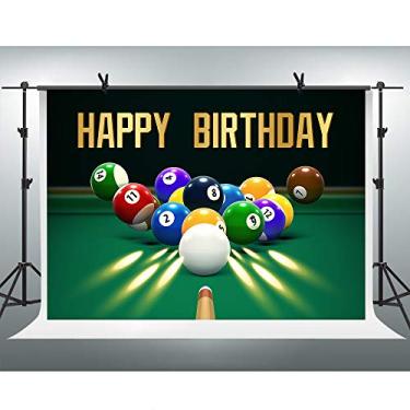 Imagem de FHZON 2,1 x 1,5 m fundo de festa de aniversário bolas de bilhar fotografia concurso de sinuca começando entretenimento jogo tema festa papel de parede cabine de fotos adereço BJYYFH170 Multi