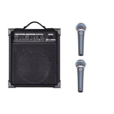 Imagem de Caixa De Som Amplificada Multi Uso Lx60 + 2 Microfone C/ Fio - LL Audi
