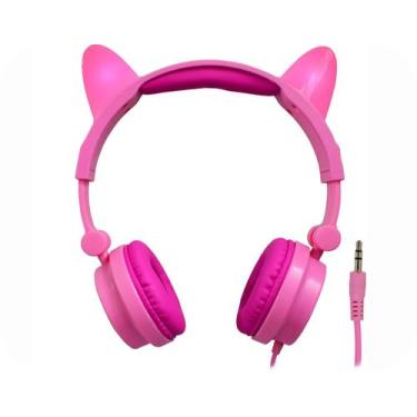 Imagem de Headphone Cat Ear Fone De Ouvido Rosa Com Led Kmex Ar31 - DRAIK