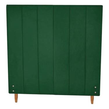 Imagem de Cabeceira Estofada Vitória para Cama Box Viúva Suede Verde Militar 120