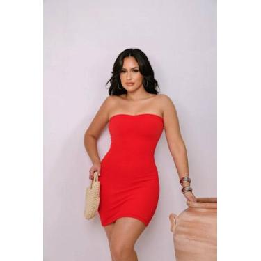 Imagem de Vestido curto feminino coladinho sem alças festas Verão tubinho justo 