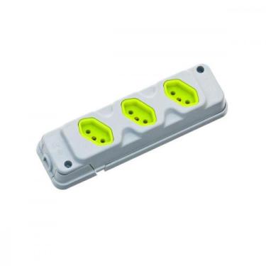 Imagem de Tomada Barra Fiolux   Tripla 20A 2 Polos+Terra Cinza/Verde  2831030077