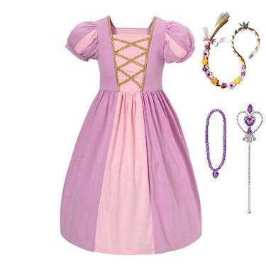 Imagem de Dressy Daisy Vestido infantil de princesa medieval renascentista acessório diário casual roupa de brincar tamanho 2-12, Roxo (vestido com acessórios), 8