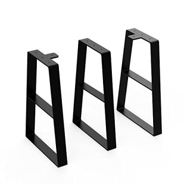 Imagem de VitaPoria Pernas de banco de metal preto de 40,6 cm (3 peças) pernas de mesa trapézio pernas de móveis resistentes pernas de metal moderno de meados do século pernas de mesa de chá para armários com