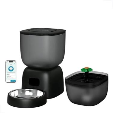 Imagem de Alimentador Comedouro Wifi Smart Tuya Automático Programável para Cães e Gatos com Bebedouro Fonte de Agua Dispensador de alimentos inteligente Pet 2 em 1