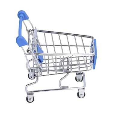Imagem de Mini Carrinho de Mão para Supermercado Azul Requintado, Ampla Aplicação, Mini Carrinho de Compras Resistente para Casa, Cozinha e Escritório